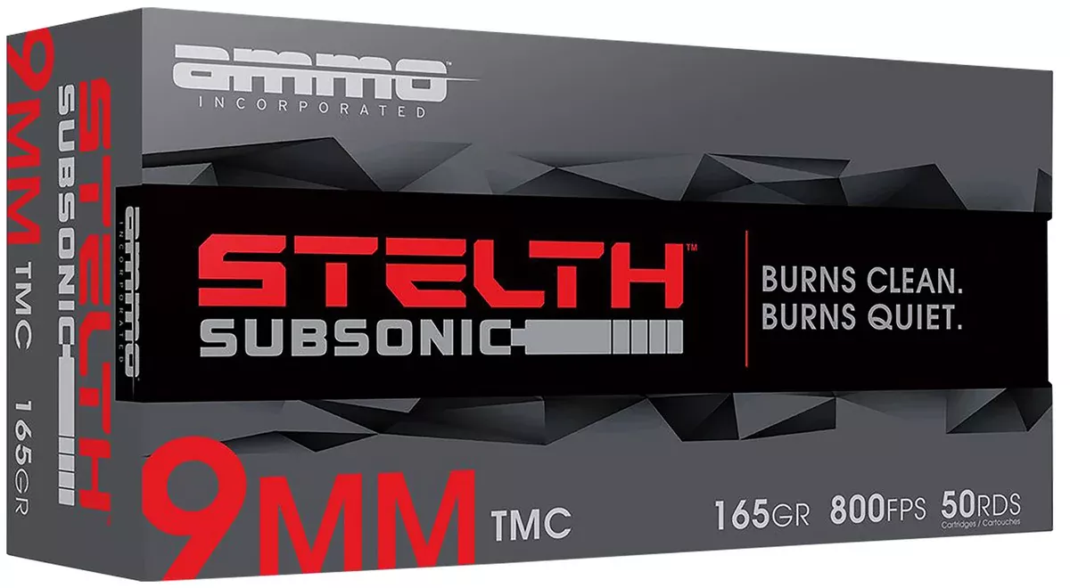 Ammo Inc 9165TMCSTL stelTH9mm Luger 165 gr Total Metal Case (TMC) 50 Per Box/20 Cs