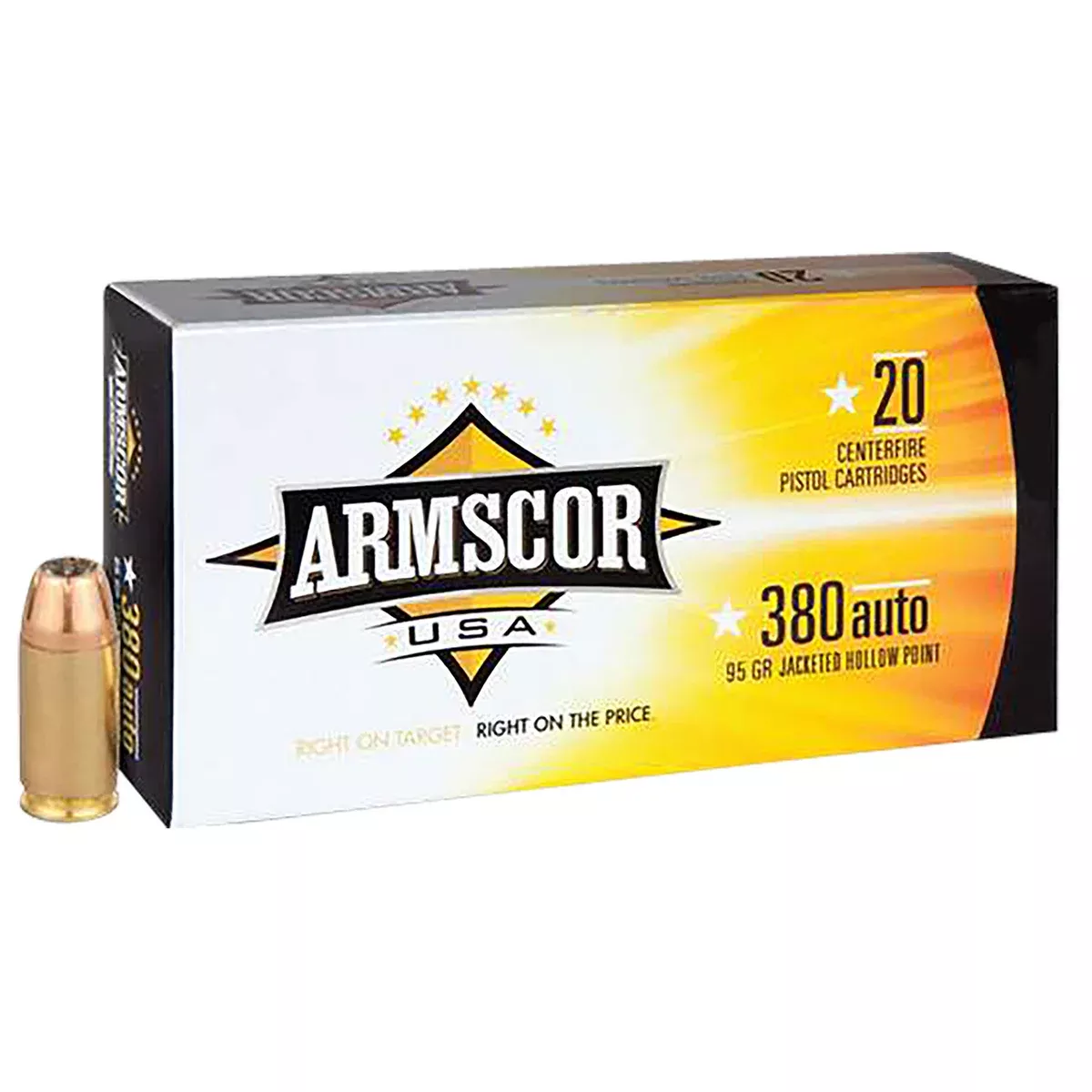 Armscor FAC3803N USA380ACP 95gr Jacketed Hollow Point 20 Per Box/25 Case
