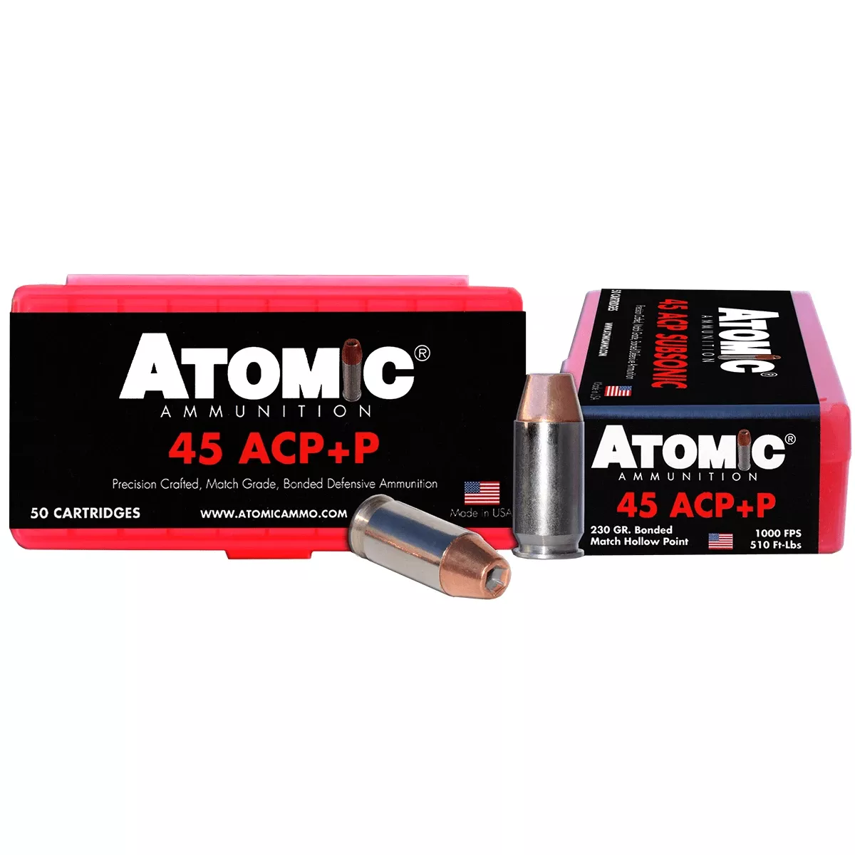 Atomic Ammunition 00433 Pistol Precision Craft 45 ACP +P 230gr Bonded Match Hollow Point 50 Per Box