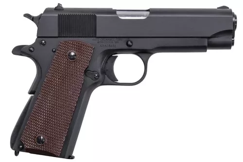 Auto-Ordnance 1911BKOC 1911 A1 Commander 45 ACP 7+1 4.25" Matte Black SerratedCarbon Steel Slide Matte Black Matte Black Carbon Steel Brown Checkered Polymer Grips Right Hand
