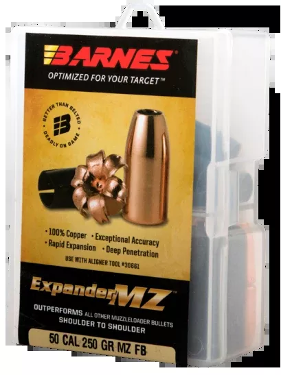 Barnes Bullets Expander MZ 50 Cal 250gr 15/Box Muzzleloader Bullets