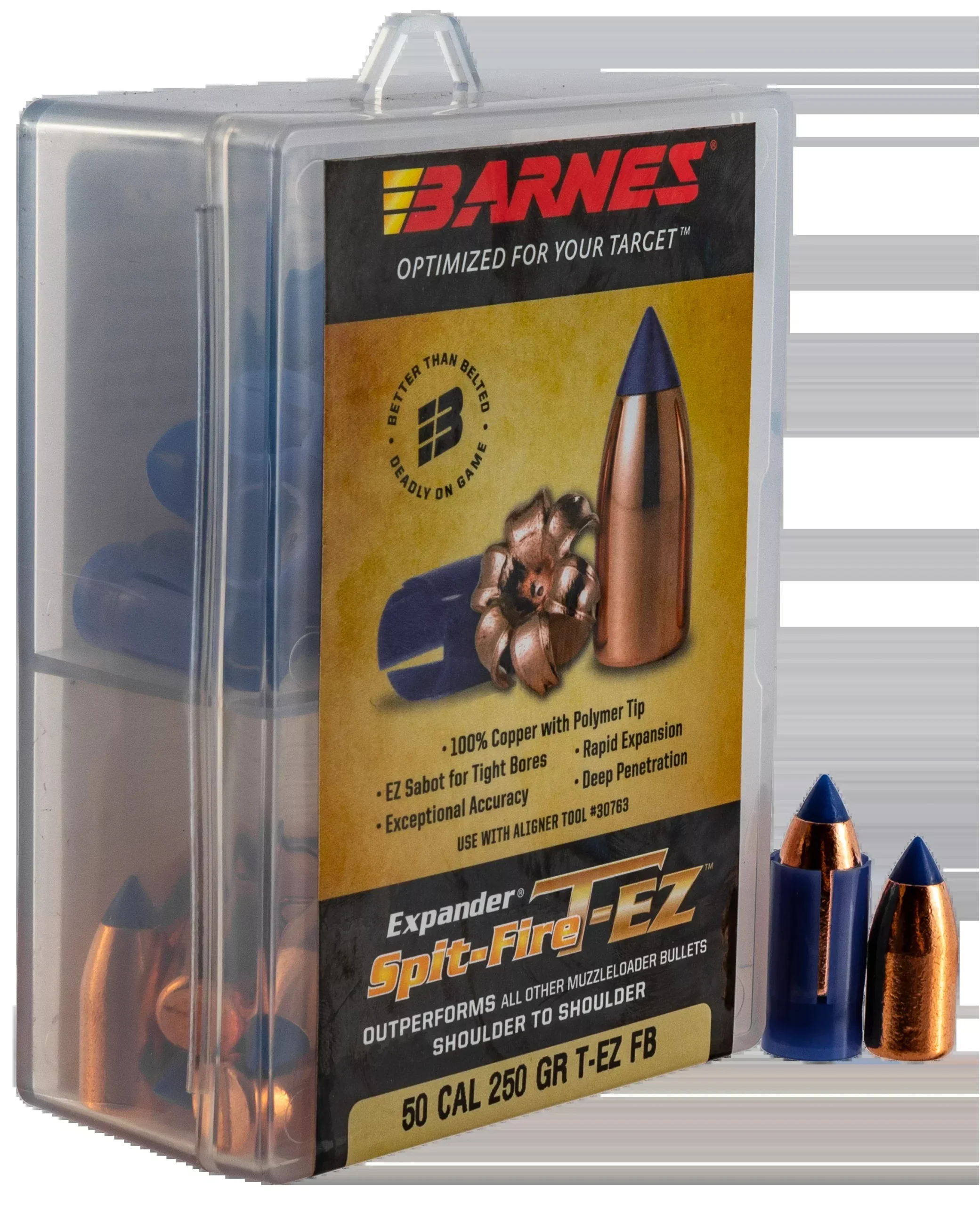Barnes Bullets Spit-Fire T-EZ .50 Cal 250gr Flat Base Muzzleloader Bullets, 24/Box 30601