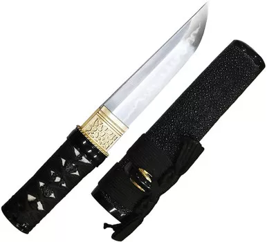 BattleBlades Shinobi Tanto - Hand forged and hand polished 1095HC steel blade with a clay-tempered hamon