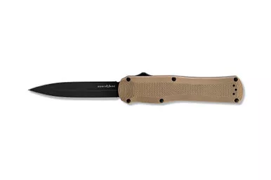 Benchmade Autocrat OTF Knife - 3.7" Black S30V Double Edge Dagger Blade, Tan G10 Handles - 3400BK-2