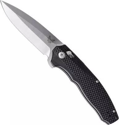 Benchmade Vector AXIS-Assisted Flipper Knife - 3.6" S30V Satin Plain Blade, Contoured Black G10 Handles - 495