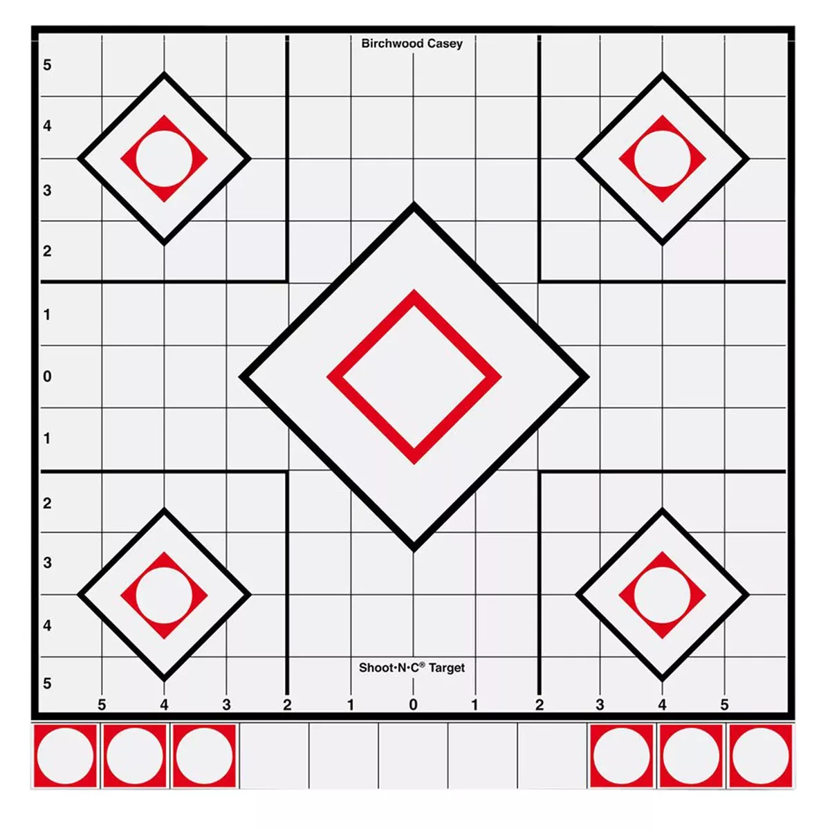 Birchwood Casey 34219 Shoot-N-C Reactive Target Self-Adhesive Paper White/Red 12" 5-Diamond 5 Pack