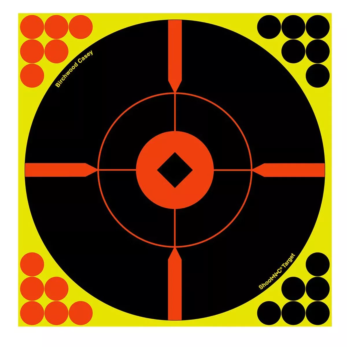 Birchwood Casey 34806 Shoot-N-C Reactive Target Self-Adhesive Paper Black/Yellow/Red 8" Bullseye BMW 6 Pack
