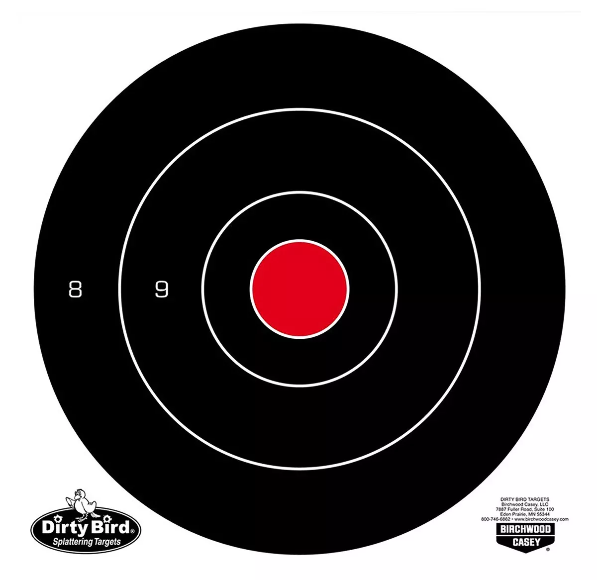 Birchwood Casey 35825 Dirty Bird8" Bullseye Tagboard Hanging Black/White 25 Per Pkg