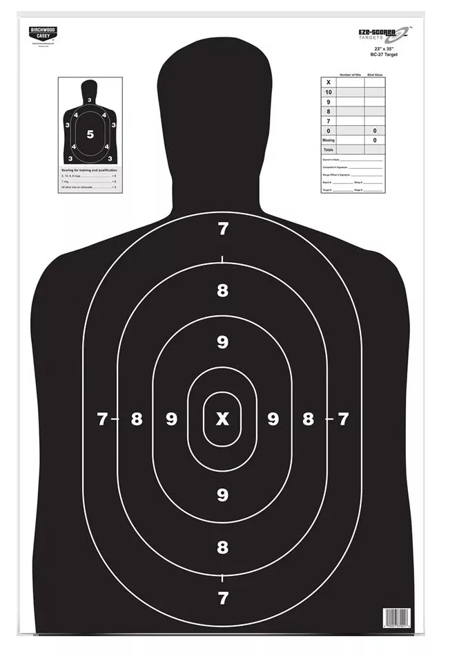 Birchwood Casey 37021 EZE-Scorer BC-27 Silhouette Paper Target 23" x 35" 100-Pack