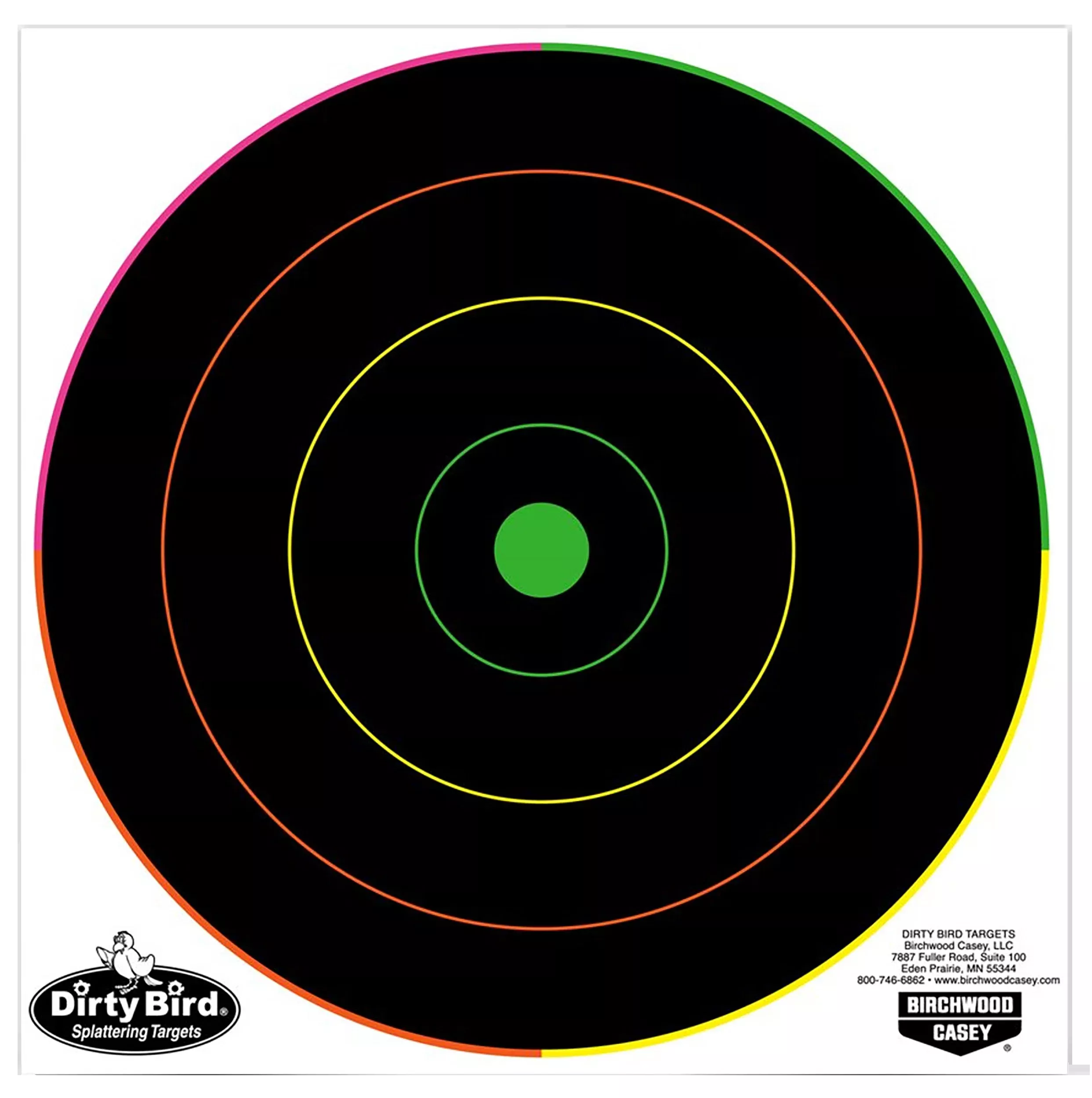 Birchwood Casey Dirty Bird 8" Bullseye Hanging Tagboard Pistol/Rifle Target Black/Green 20 Pkg