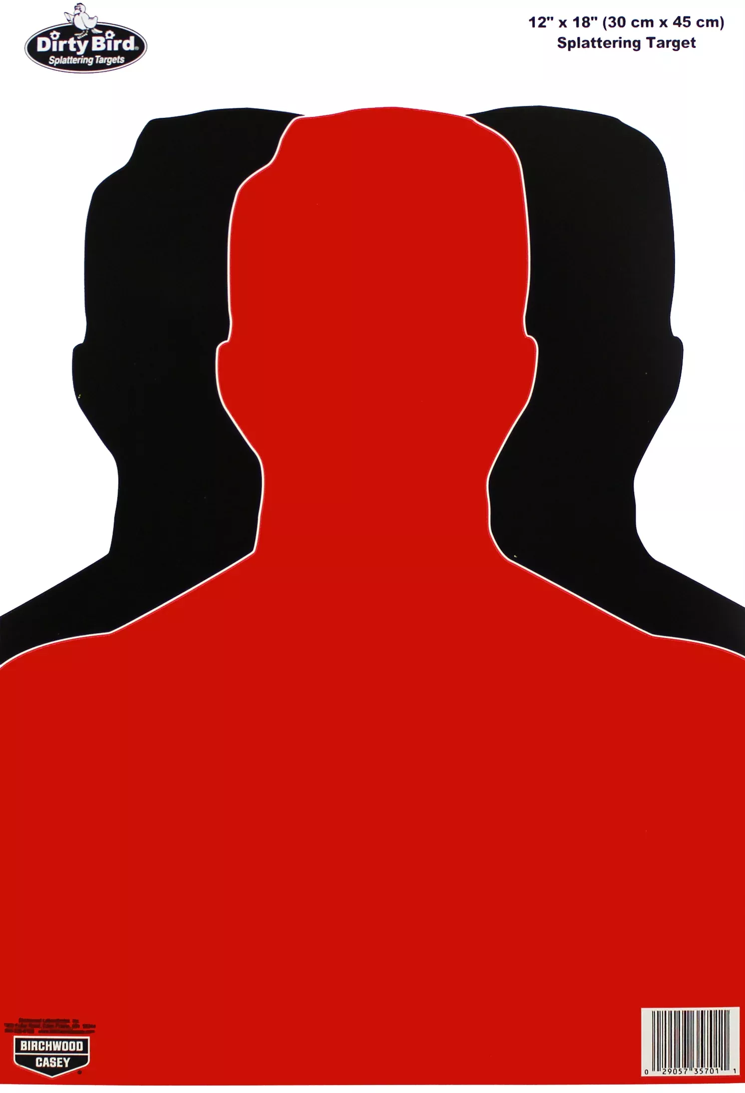 Birchwood Casey Dirty Bird Silhouette III 12" x 18" Black/Red Tagboard Hanging Pistol Target 100 Pkg