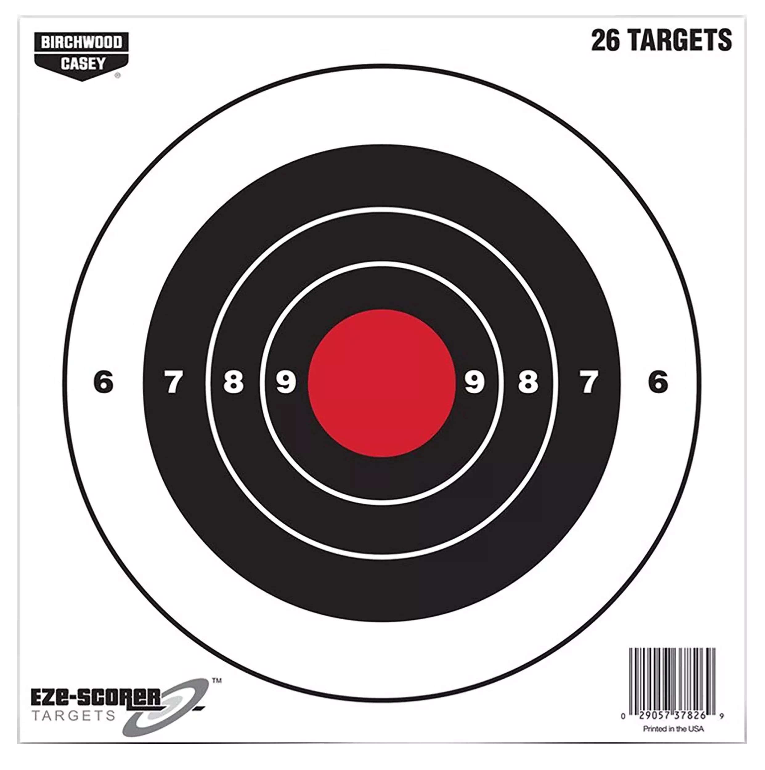 Birchwood Casey EZE-Scorer 8" Bullseye Hanging Paper Target Black/Red 26 Per Pack