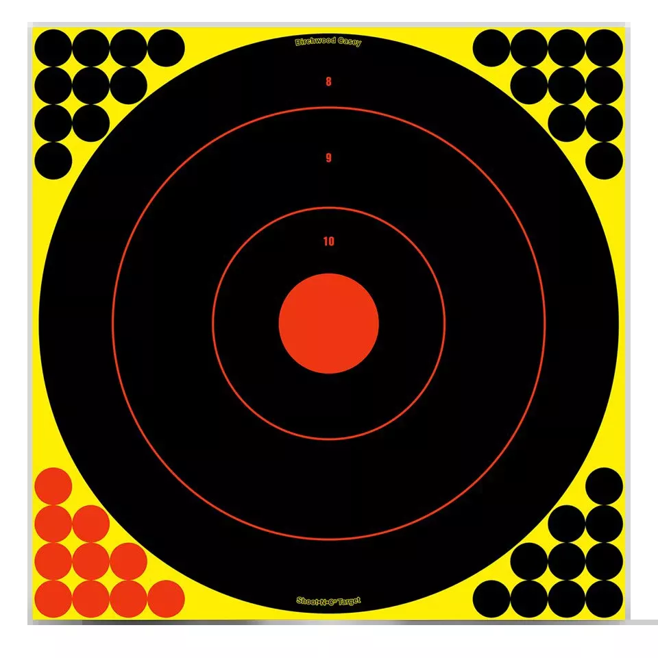 Birchwood Casey Shoot-N-C Reactive 17.25" Bullseye Self-Adhesive Paper Target 100 Pack