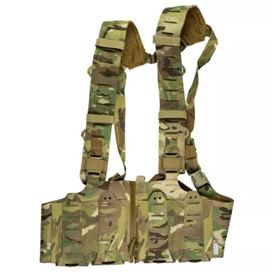 Blue Force Gear 10 Speed Split Front Chest Rig - Fits (4) M4/AR-15 Magazines, Cordura Construction, Multicam