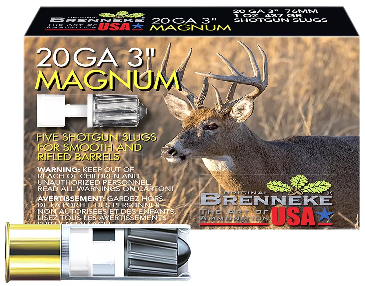 Brenneke SL203M Magnum20Gauge 3" 1oz Slug Shot 5 Per Box/50 Case