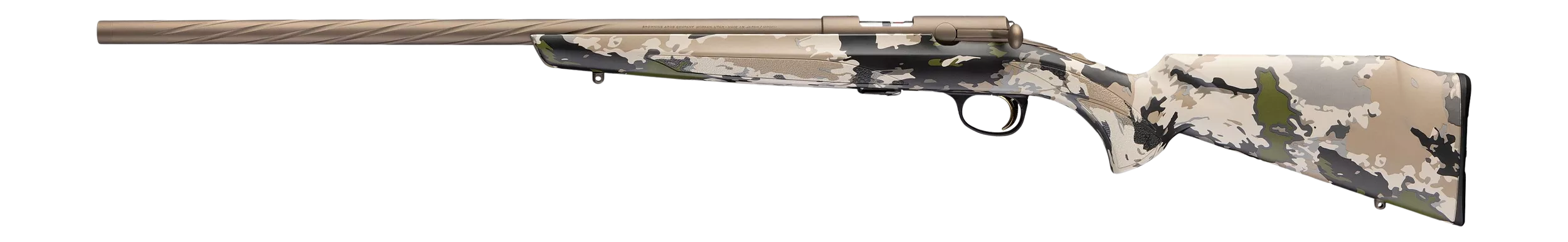 Browning 025261204 T-Bolt Speed 22 WMR 10+1 22" Smoked Bronze Cerakote Spiral Fluted Threaded Barrel, Smoked Bronze Cerakote Steel Drilled & Tapped Receiver, Ovix Camo Fixed Synthetic Stock, Left Hand