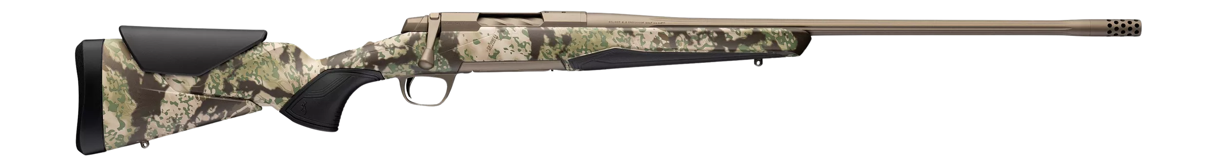 Browning 036138299 X-Bolt 2 Speed 6.8 Western 3+1 24" Smoked Bronze Cerakote Fluted Threaded Barrel & Steel Drilled & Tapped Receiver, Kryptek Obskura Transitional Camo Adj Vari-Tech Synthetic Stock,