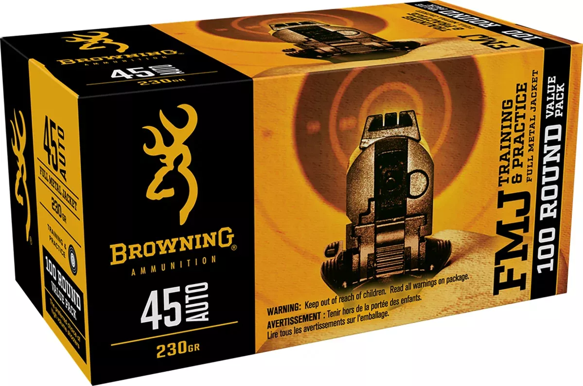 Browning Ammo B191800454 FMJ Value Pack 45ACP 230gr Full Metal Jacket 100 Per Box/5 Case