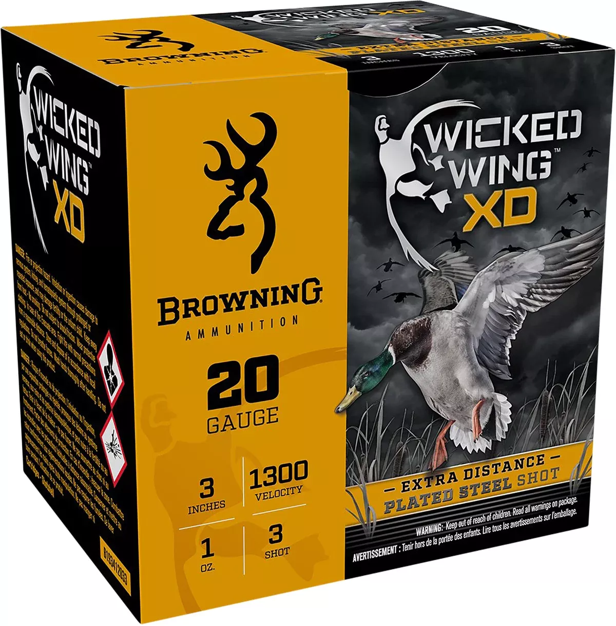 Browning Ammo B193412033 Wicked Wing XD20Gauge 3" 1oz 3Shot 25 Per Box/10 Case