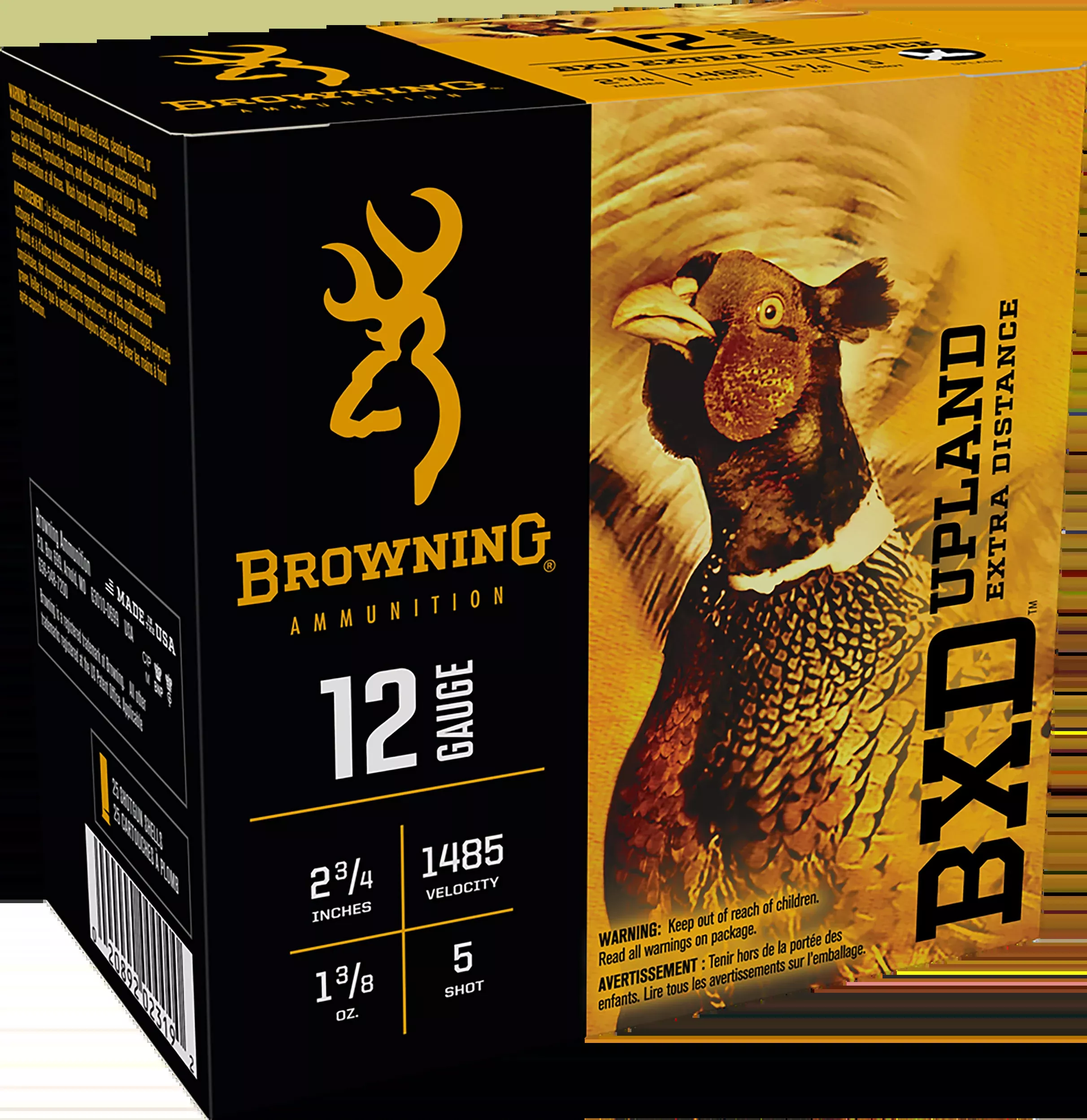 Browning BXD Upland 12 Gauge 2.75" 1-3/8 oz #5 Shot 25 Rd Bx/250 Rd Cs - Box or Case