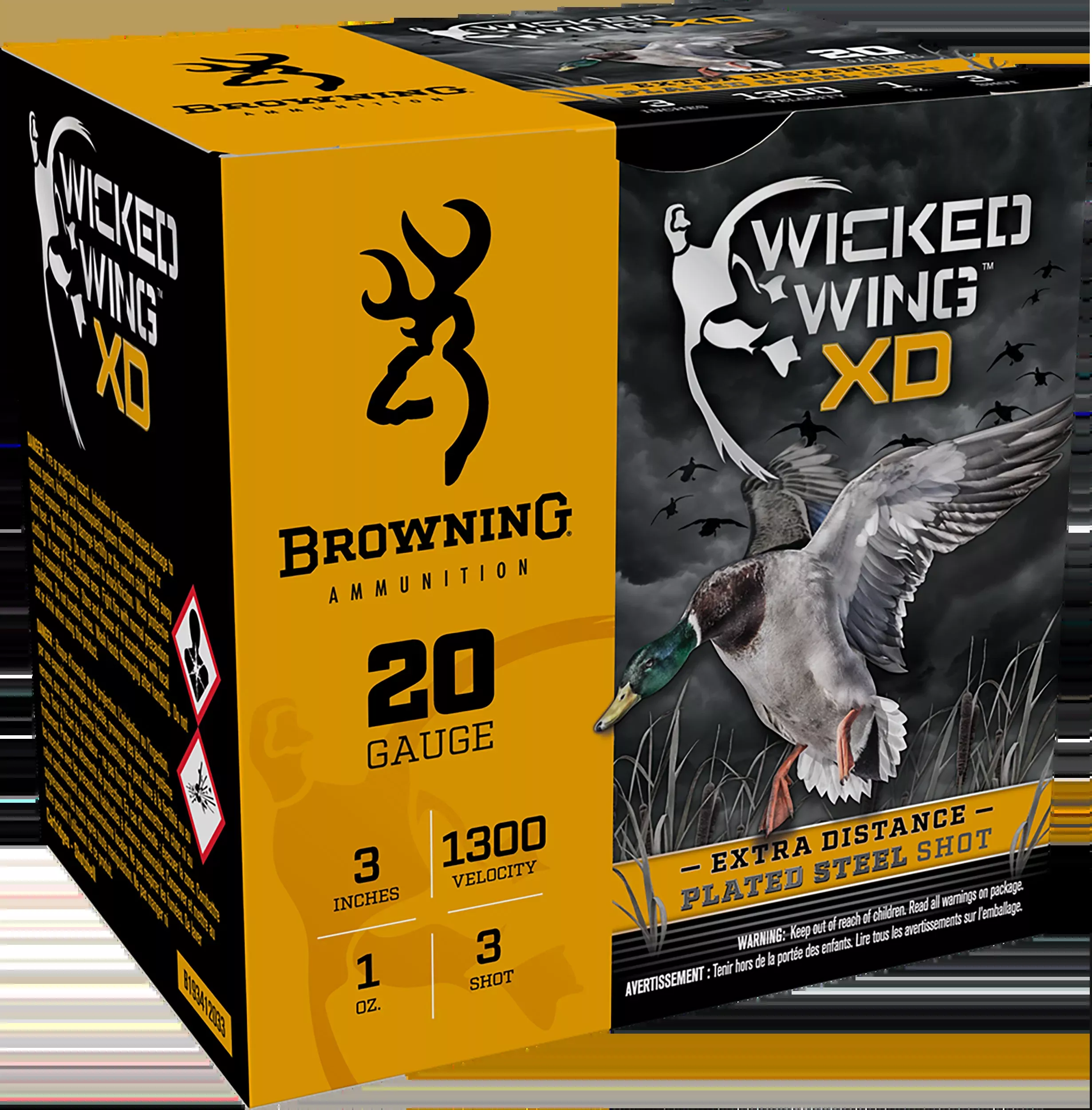 Browning Wicked Wing XD 20 Gauge 3" 1oz #3 Shot 25/Box - Box or Case