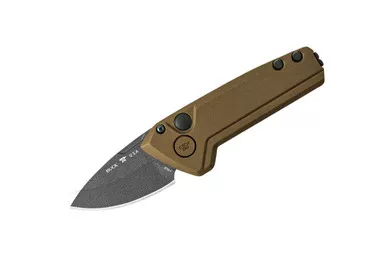 Buck 839 Mini Deploy AUTO Folding Knife - 1.875" 154CM Gray Cerakote Drop Point Blade, Burnt Bronze Aluminum Handles - 13445