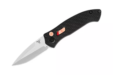 Buck 898 Legacy Collection Impact AUTO Folding Knife - 3.125" S35VN Satin Drop Point Blade, Twill Carbon Fiber Handles, Copper Accents - Limited Edition