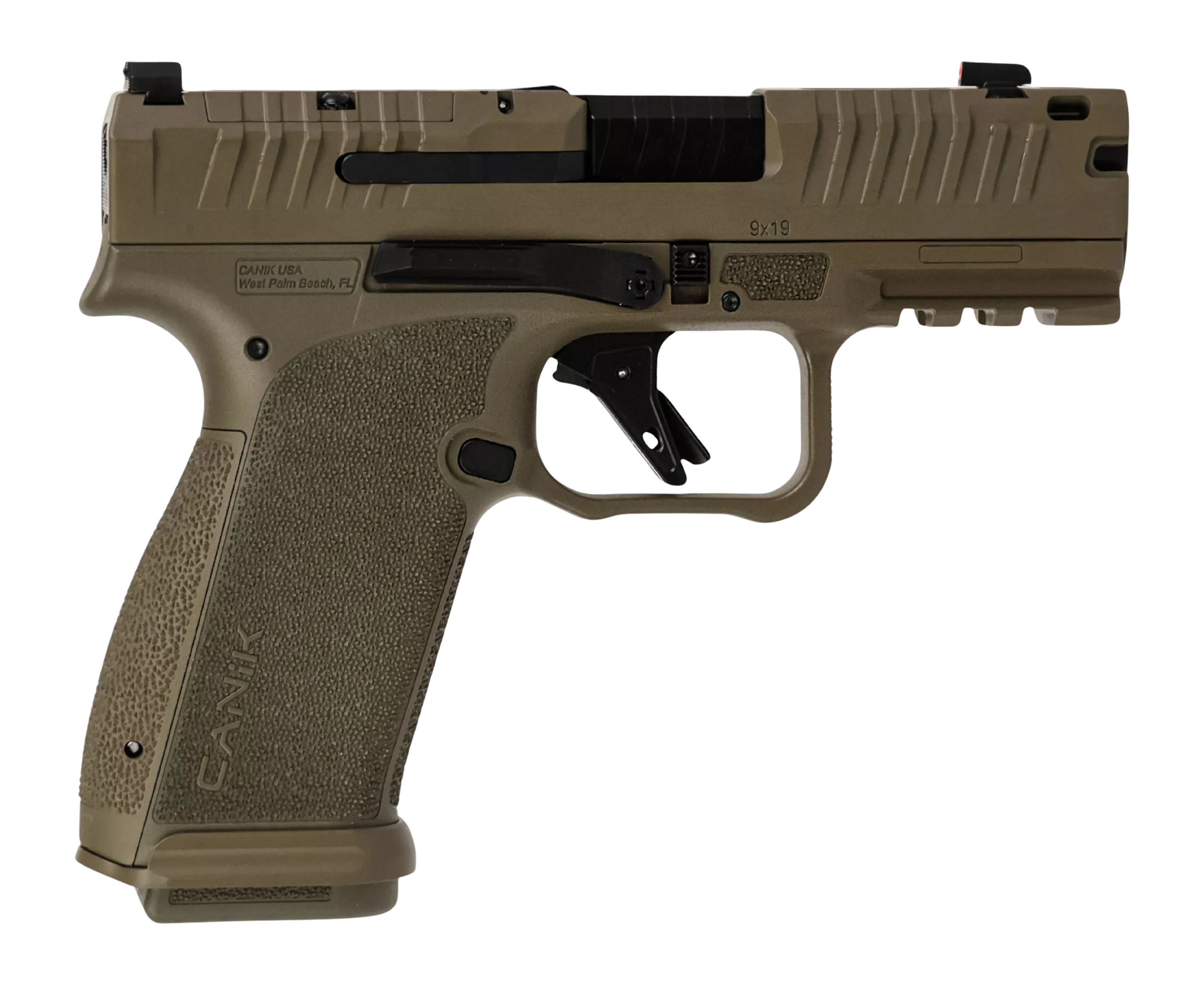 Canik HG8328D-N Mete MC9 Prime 9mm Luger 17+1 3.64" Black Compensated Barrel, Flat Dark Earth Cerakote Steel Optic Ready/Serrated Slide, FDE Polymer Frame w/Picatinny Rail, Textured Grip