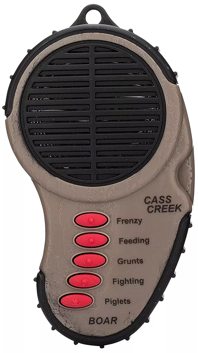 Cass Creek CC034 Ergo ElectronicBoar Call, 5 Authentic Sounds, Brown Plastic, Includes Belt Clip & External Speaker Input Jack