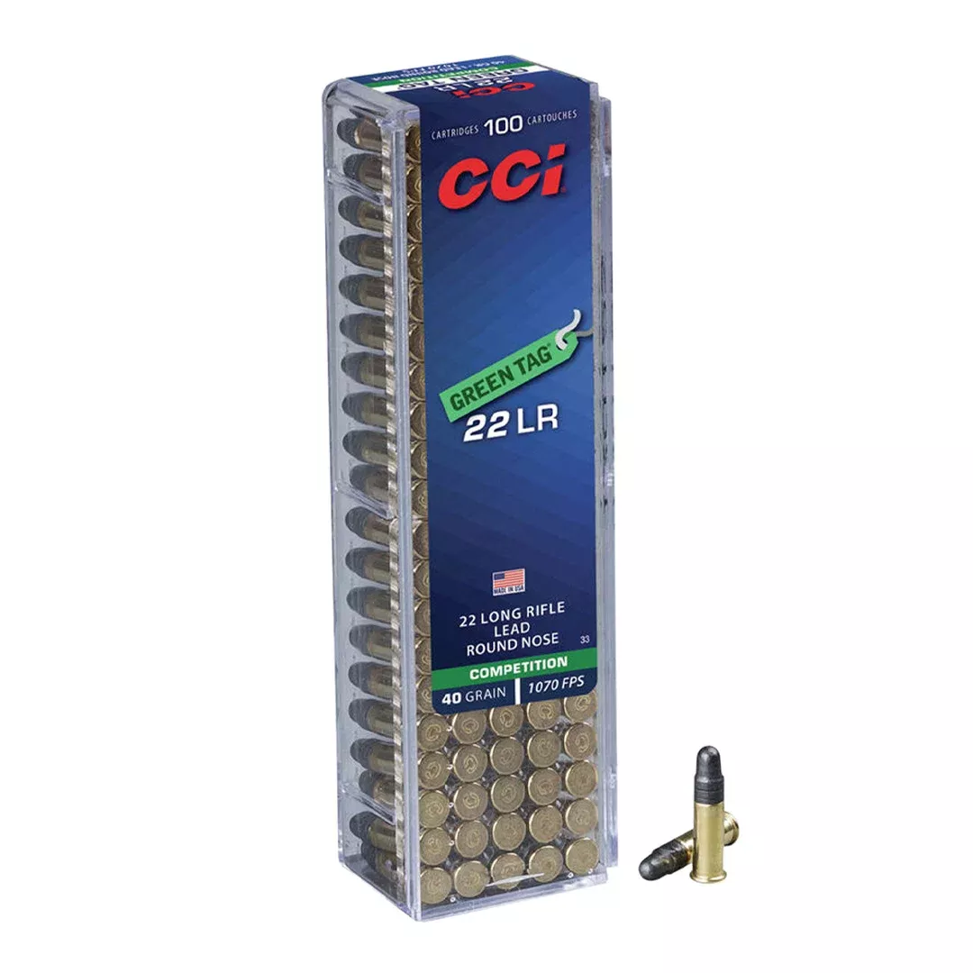 CCI 0033 Green Tag Competition 22LR 40gr Lead Round Nose 100 Per Box/50 Case