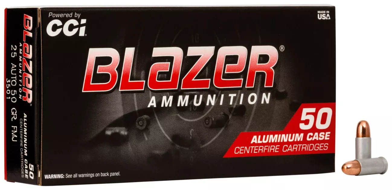 CCI 3501 Blazer Handgun 25ACP 50gr Total Metal Jacket 50 Per Box/20 Case