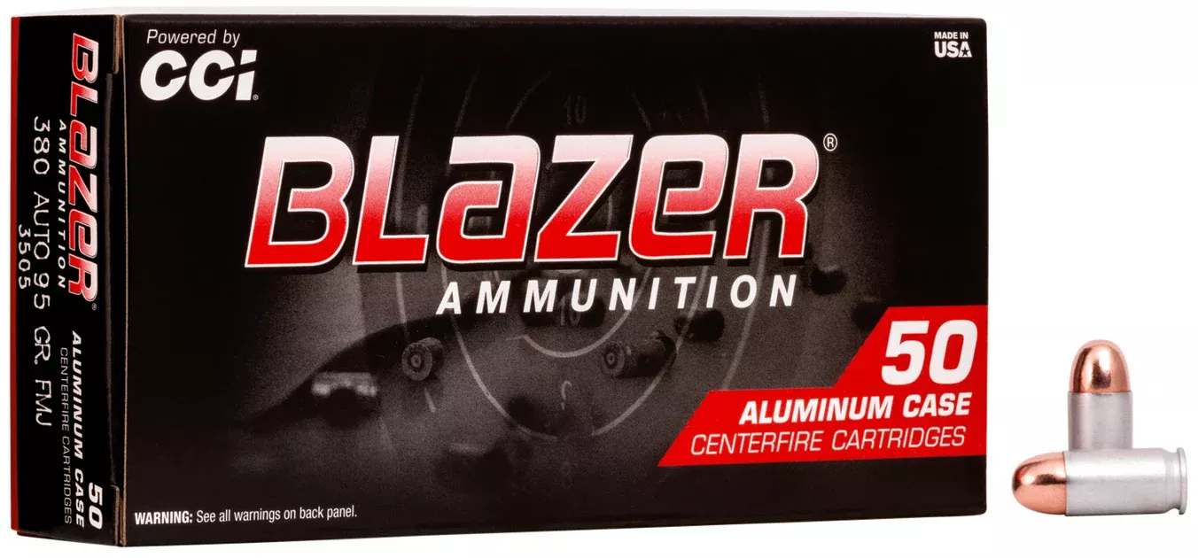 CCI 3505 Blazer Handgun 380ACP 95gr Full Metal Jacket 50 Per Box/20 Case