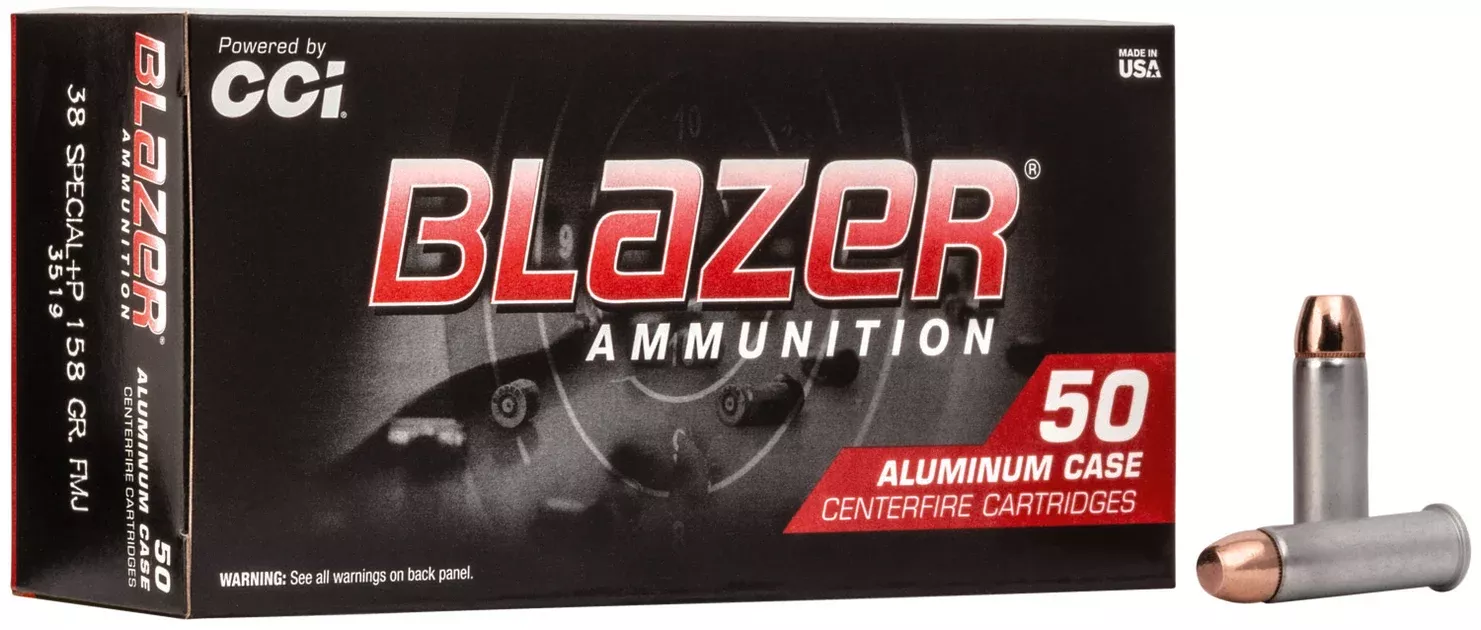 CCI 3519 Blazer Handgun 38Special +P 158gr Total Metal Jacket 50 Per Box/20 Case