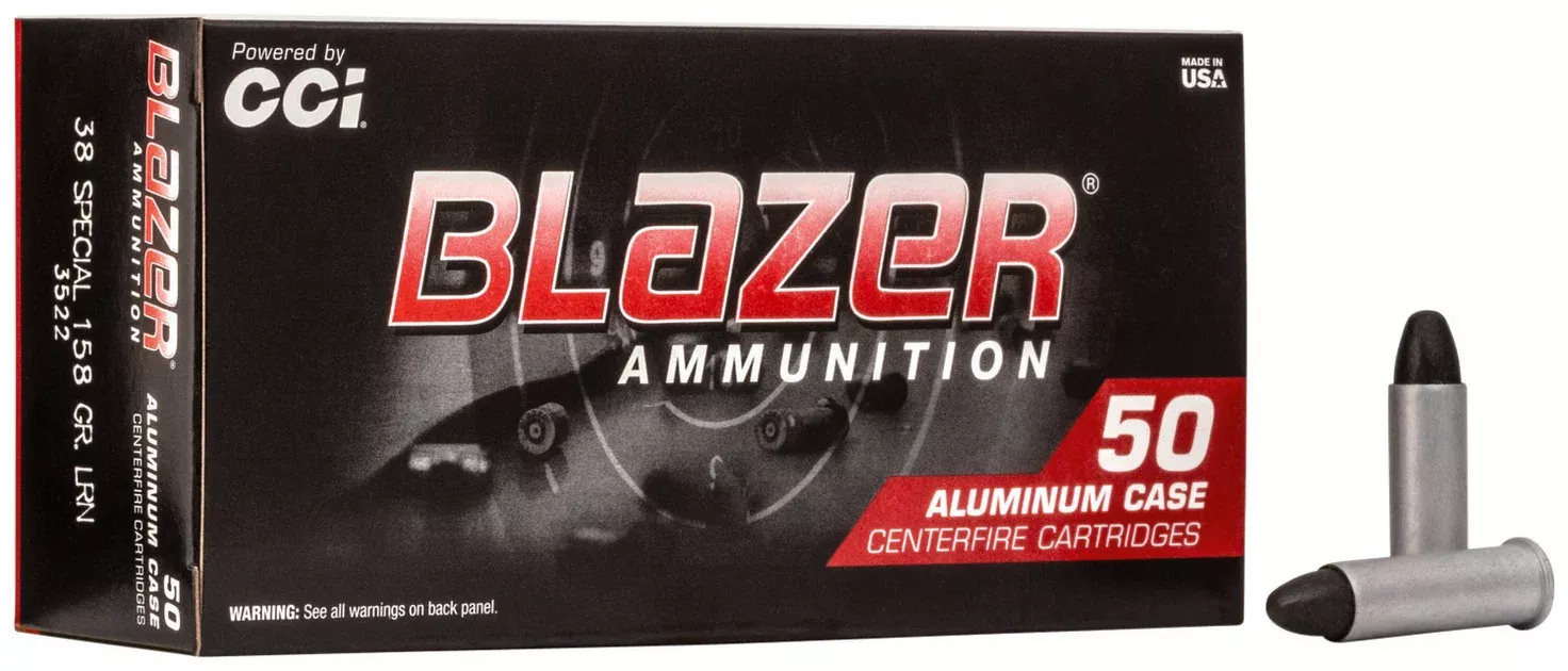 CCI 3522 Blazer Handgun 38Special 158gr Lead Round Nose 50 Per Box/20 Case