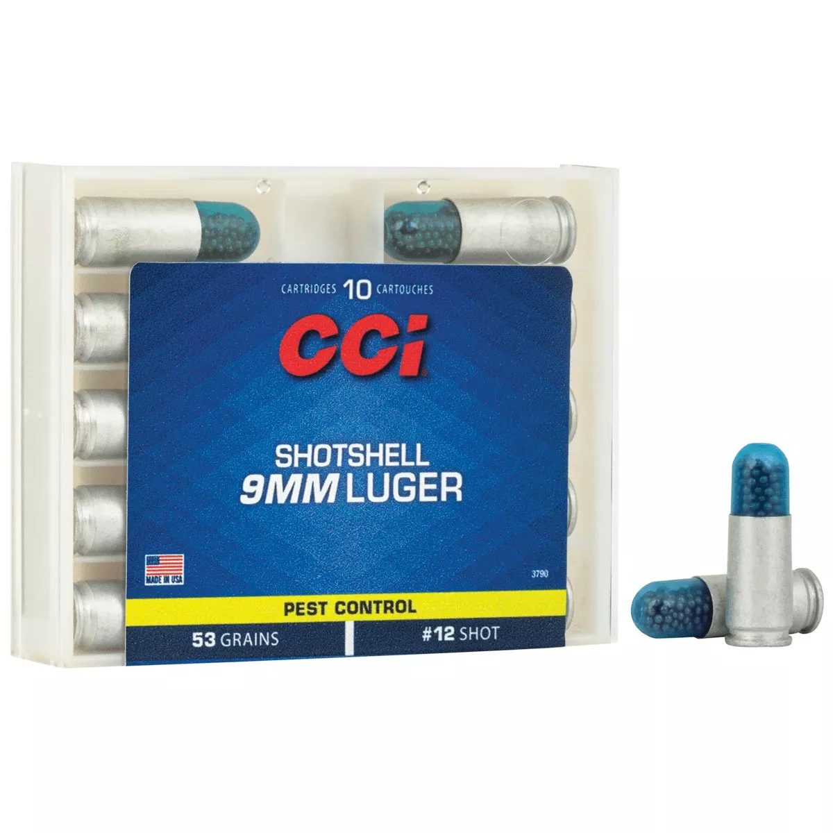 CCI 3790 Pest Control Shotshell 9mm Luger 53 gr Shotshell #12 Shot 10 Bx