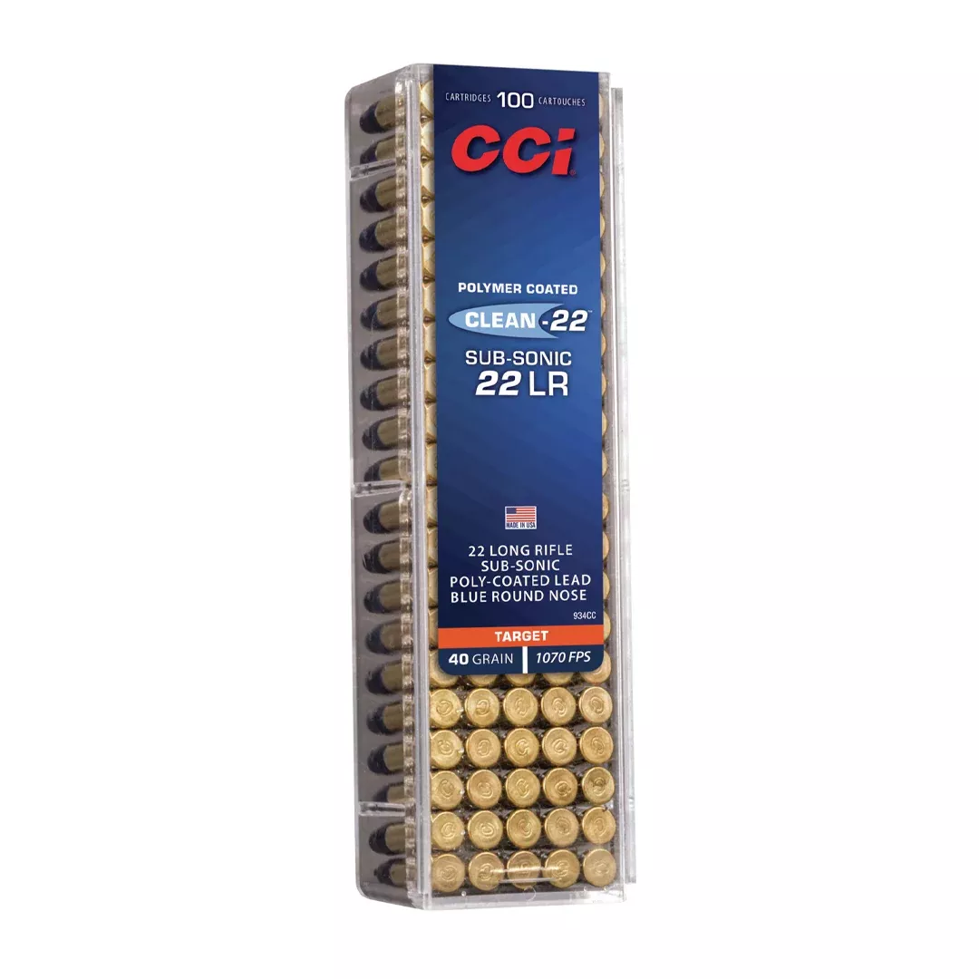 CCI 934CC Clean-22 Subsonic 22LR 40gr Lead Round Nose 100 Per Box/50 Case