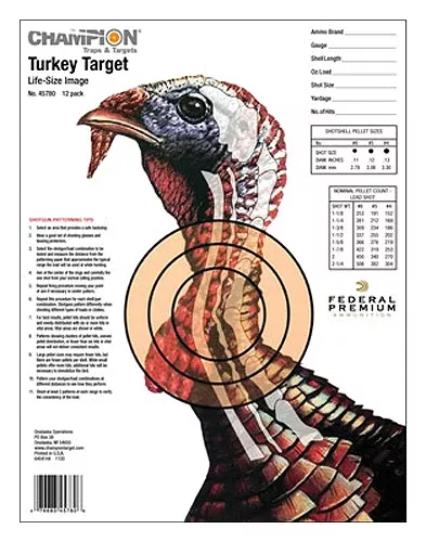 Champion Targets 45780 LifeSize Turkey Hanging Paper Target14" x 18" Multi-Color 12 Pack