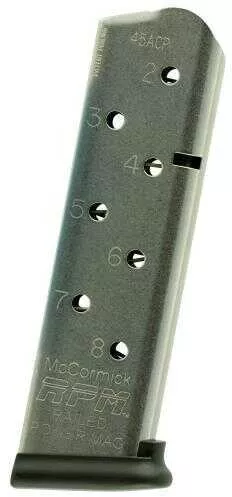 Chip McCormick Magazine Railed Power Mag 45 ACP 8Rd Stainless Fits 1911 17130
