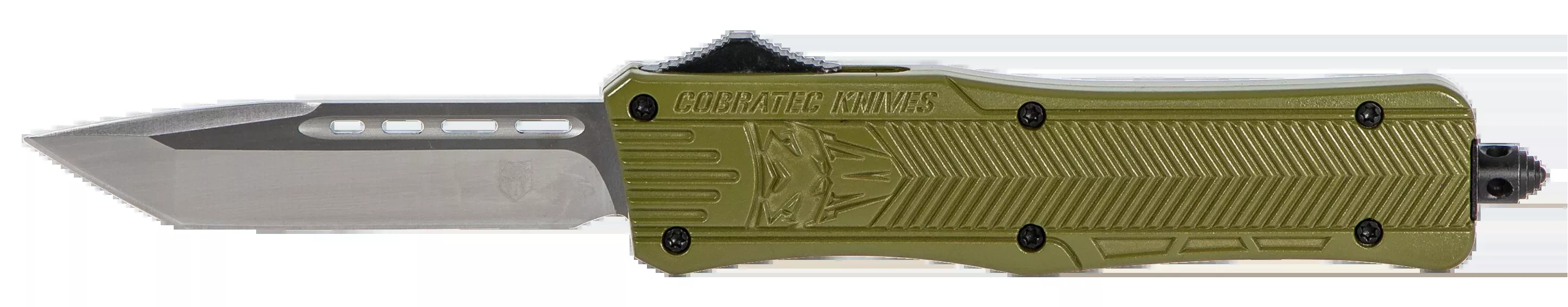 CobraTec Knives CTK-1 Medium 3" OTF Tanto Plain D2 Steel OD Green Aluminum Handle