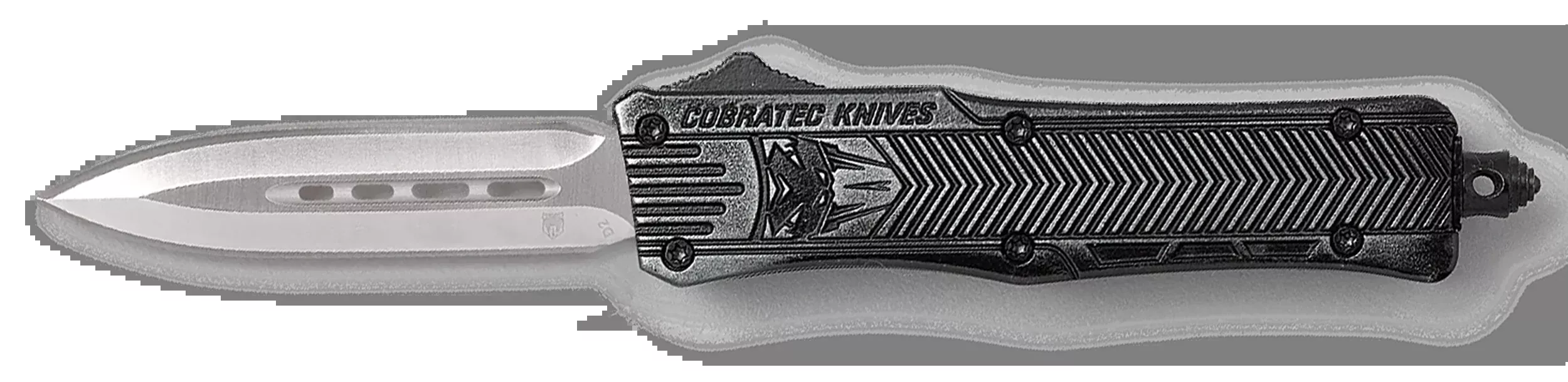 CobraTec Knives CTK-1 Small 2.75" OTF Dagger Plain D2 Steel Stonewashed Aluminum Handle