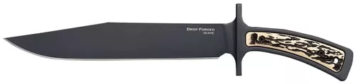 Cold Steel CS-36MK Drop Forged9.50" Fixed Bowie Plain Black 52100 High Carbon Steel Blade/ Black & Ivory Faux Stag Handle Includes Belt Loop/Sheath