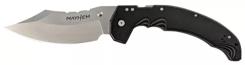 Cold Steel CSFL60DPLM Mayhem6" Folding Clip Point Modified Cleaver Plain Satin AUS-10A SS Blade/7.20" Black Contoured G10 Handle Includes Pocket Clip