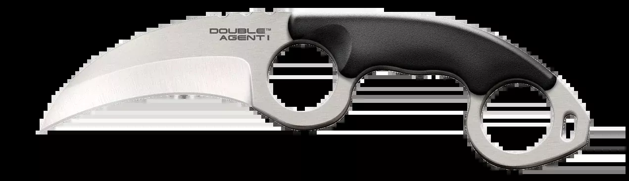 Cold Steel Double Agent I Fixed Blade Karambit Knife, 3in AUS-8A Satin Plain Edge CS39FK