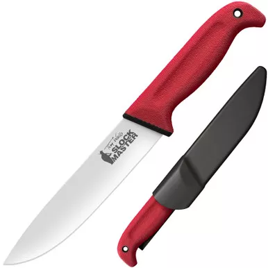 Cold Steel Tim Wells Slock Master Commercial Series Scalper Fixed Blade Knife - 6.5" 4116 Stainless, Red Kray-Ex Handle, Secure-Ex Sheath