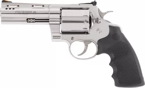 Colt Mfg KODIAKSP4RTS Kodiak44 Mag 6rd 4.25" Polished Ported Vent Rib Barrel & Cylinder, Recessed Target Crown Muzzle, Polished Stainless Steel Frame, Black Hogue Overmolded Grip, Exposed Hammer