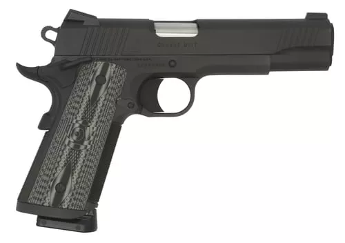 Colt Mfg O1080CCU CCU Government 45 ACP 8+1 5" Stainless National Match Barrel, Matte Black DLC Serrated Stainless Steel Slide & Frame, Black Scalloped G10 Grip, Ambidextrous
