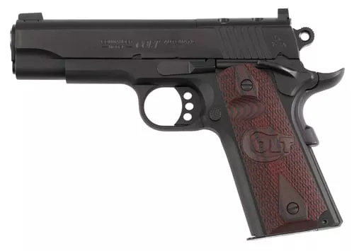 Colt Mfg O4942XEOR Commander Combat 9mm Luger 9+1 4.25" Stainless National Match Barrel, Blued Steel Optic Ready/Serrated Slide, Blued Aluminum Frame w/Beavertail, Black Cherry G10 Grips, Ambidextrous