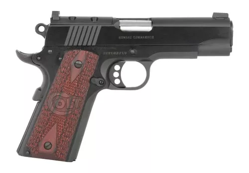 Colt Mfg O4943XEOR Commander Combat 38 Super 9+1 4.25" Stainless National Match Barrel, Blued Steel Optic Ready/Serrated Slide, Blued Aluminum Frame w/Beavertail, Black Cherry G10 Grips, Ambidextrous