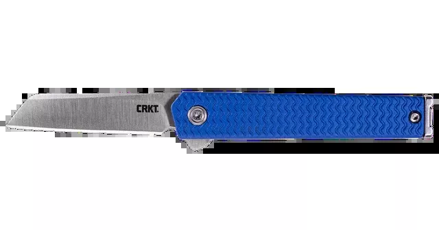 Columbia River CEO Microflipper Folding Knife, 2.21in Sheepsfoot 12C27 Blade, Blue Aluminum 7083C
