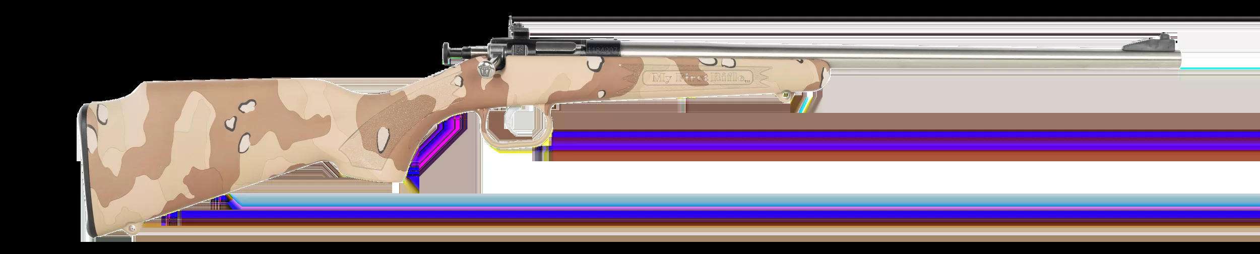 Crickett KSA2179 My First Rifle Gen2 22 LR 1rd 16.13" Stainless Single Shot Barrel, Drilled & Tapped Receiver, Hydrodipped Desert Storm Camo, Fixed Synthetic Stock